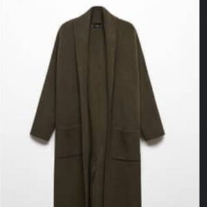 Mango Coatigan Long Olive Green Cardigan XS